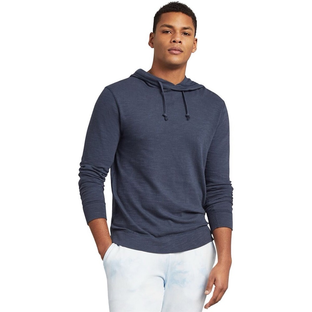 Faherty Slub 100% Cotton Blue Pull Over Light Weight Hoodie Sweatshirt Size S